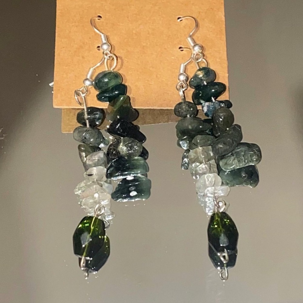 Fancy Jasper w quartz earrings